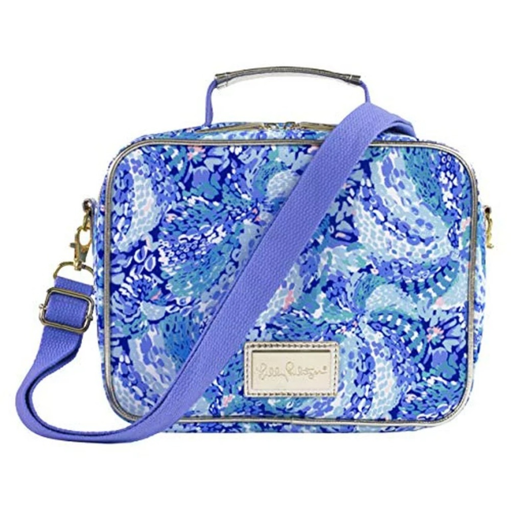 Lilly Pulitzer Blue Thermal Insulated Lunch Box Cooler Bag Wave After Wave